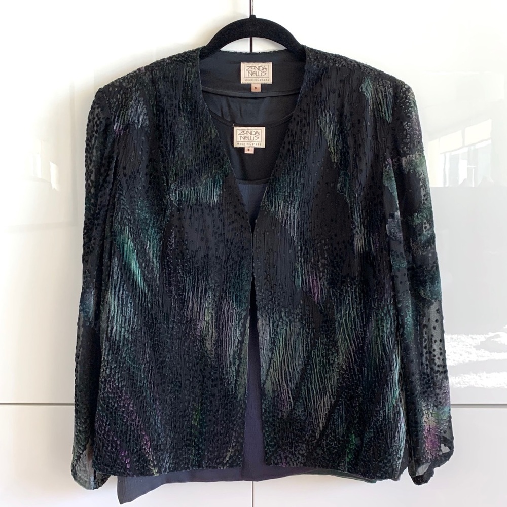 Like New Zonda Nellis Velvet Burnout Jacket & Tank Set